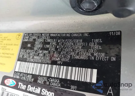 2009 Lexus Rx 350 из США, поврежденный, VIN 2T2HK31U39C133866